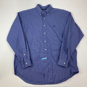 Ralph Lauren Blake Blue Checkered Button-Up Long Sleeve Shirt Mens L‎